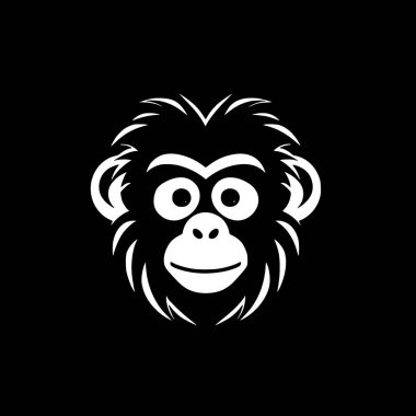Maymun - minimalist ve düz logo - vektör illüstrasyonu