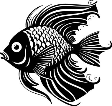 Balık - siyah ve beyaz vektör çizimi