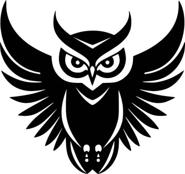 Owl - black and white isolated icon - vector illustration clipart