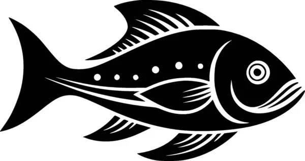 Stock vector Fish - black and white isolated icon - vector illustration