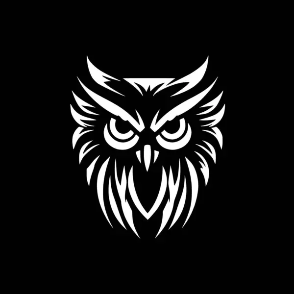 Stock vector Owl - black and white isolated icon - vector illustration