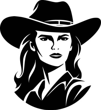 Cowgirl - minimalist and simple silhouette - vector illustration clipart