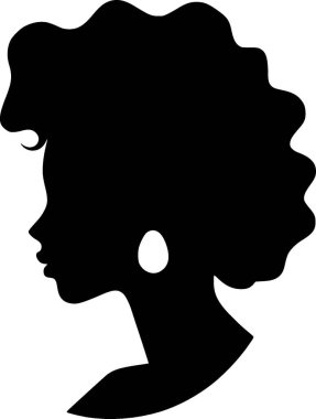 Siyah kadın - siyah ve beyaz vektör çizimi