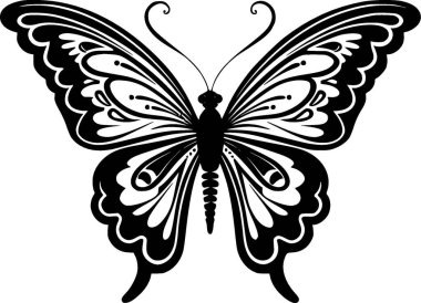 Butterfly - black and white isolated icon - vector illustration clipart