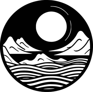 Okyanus - minimalist ve düz logo - vektör illüstrasyonu