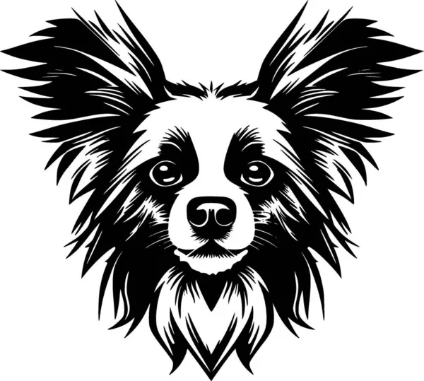 stock vector Papillon dog - black and white vector illustration