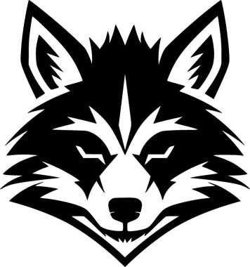 Raccoon - black and white vector illustration clipart