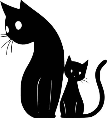 Kedi anne - minimalist ve basit siluet - vektör çizimi