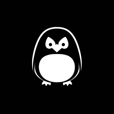 Penguin - black and white vector illustration clipart