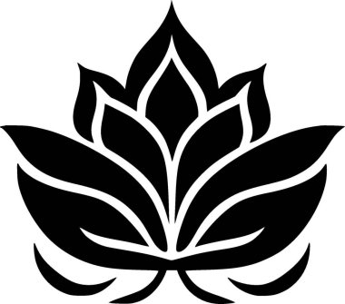 Lotus çiçeği - siyah ve beyaz vektör çizimi