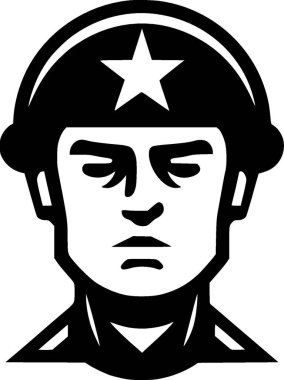 Askeri - siyah ve beyaz izole edilmiş ikon - vektör illüstrasyonu