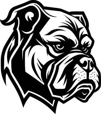 Bulldog - siyah ve beyaz izole edilmiş ikon - vektör illüstrasyonu