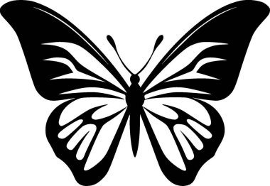 Butterfly - black and white vector illustration clipart