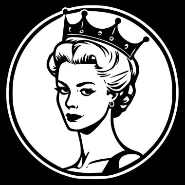Kraliçe - yüksek kalite vektör logosu - t-shirt grafiği için ideal vektör çizimi