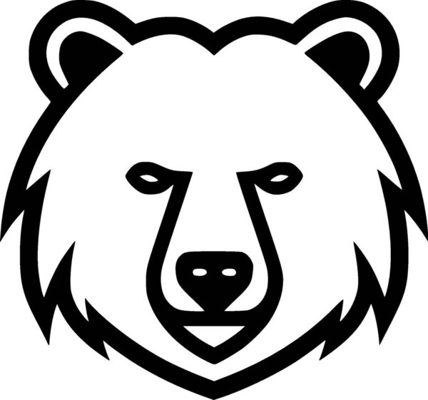 Медведь - черно-белая векторная иллюстрация