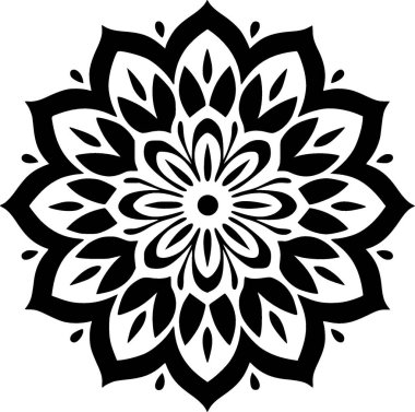 Mandala - siyah ve beyaz vektör illüstrasyonu
