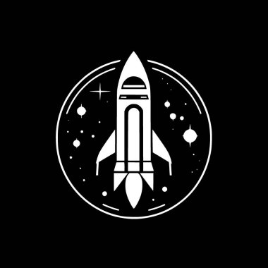 Rocket - black and white isolated icon - vector illustration clipart