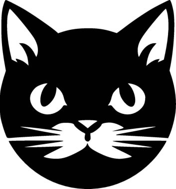 Kedi - siyah ve beyaz izole edilmiş ikon - vektör illüstrasyonu