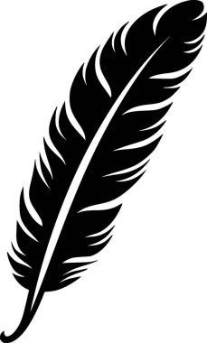 Feather - black and white isolated icon - vector illustration clipart