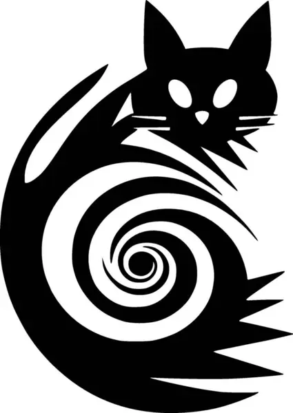 Cat Black White Vector Illustration — Stock Vector