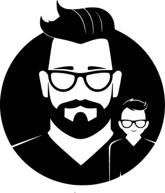 Father - black and white isolated icon - vector illustration clipart