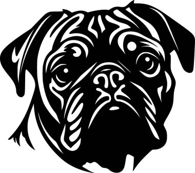 Pug - minimalist ve düz logo - vektör illüstrasyonu