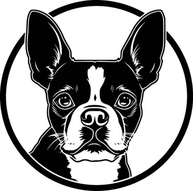 Boston Terrier - minimalist ve düz logo - vektör illüstrasyonu