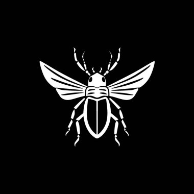 Beetle - black and white vector illustration clipart