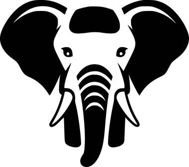 Elephant - black and white vector illustration clipart