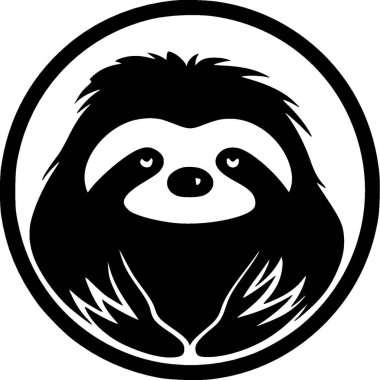 Sloth - black and white isolated icon - vector illustration clipart