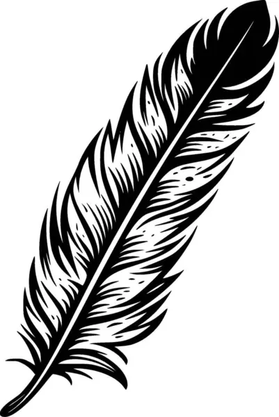 stock vector Feather - black and white isolated icon - vector illustration