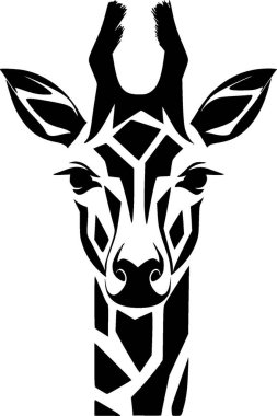 Zürafa - siyah beyaz vektör çizimi