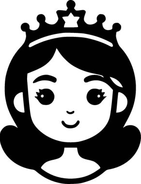 Princess - black and white vector illustration clipart