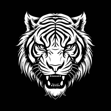 Tiger - black and white isolated icon - vector illustration clipart