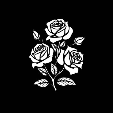 Roses - black and white isolated icon - vector illustration clipart