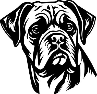 Boxer - black and white isolated icon - vector illustration clipart