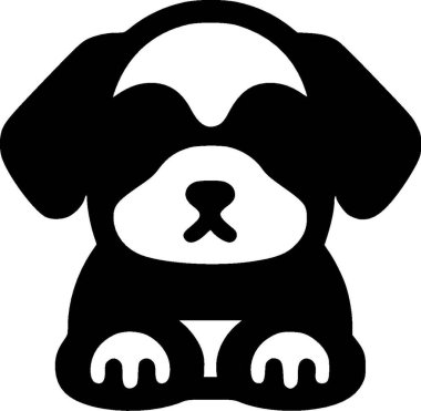 Puppy - black and white isolated icon - vector illustration clipart