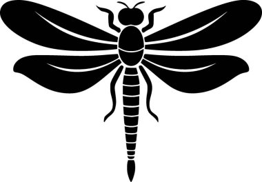 Dragonfly - black and white vector illustration clipart