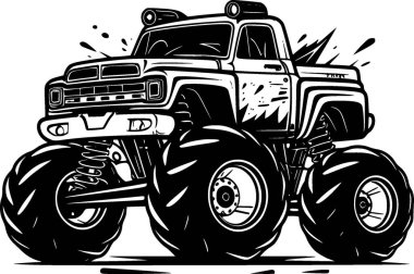 Monster truck - minimalist and simple silhouette - vector illustration clipart