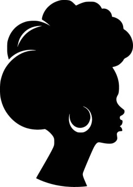 Siyah kadın - siyah ve beyaz izole edilmiş ikon - vektör illüstrasyonu