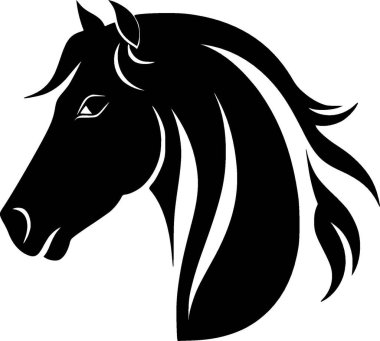 Horses - black and white vector illustration clipart