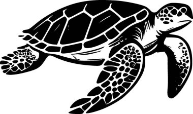 Sea turtle - minimalist and simple silhouette - vector illustration clipart
