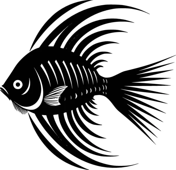 Stock vector Angelfish - black and white isolated icon - vector illustration