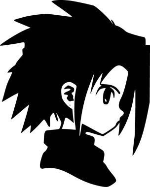 Anime - siyah ve beyaz izole edilmiş ikon - vektör illüstrasyonu