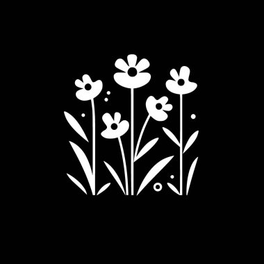 Çiçekler - minimalist ve düz logo - vektör illüstrasyonu