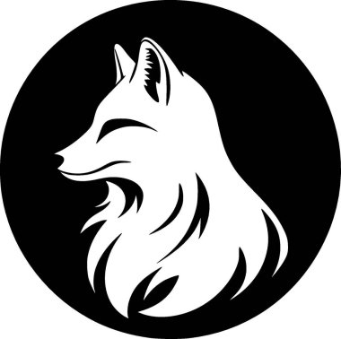 Fox - siyah ve beyaz vektör çizimi