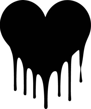 Kalp damlaması - siyah beyaz izole edilmiş simge - vektör illüstrasyonu