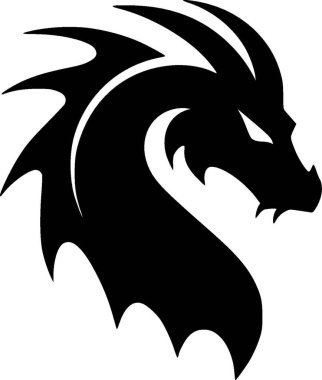 Dragon - siyah ve beyaz izole edilmiş ikon - vektör illüstrasyonu