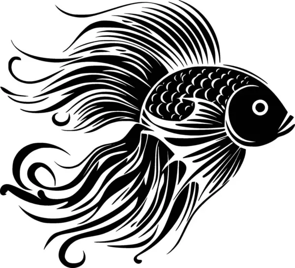 Stock vector Fish - black and white vector illustration