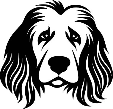 Köpek - siyah ve beyaz izole edilmiş ikon - vektör illüstrasyonu